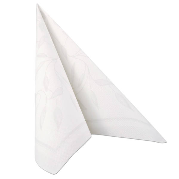 Premiumservietten weiss für Hochzeit Feste gemustert Blättermotiv ROYAL 40 x 40 cm Formstabil 1/4-Falz