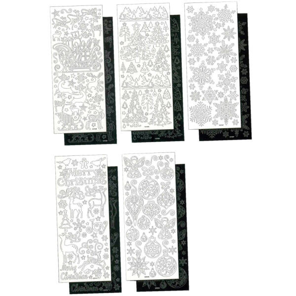 Reliefsticker Weihnachten 10 Blatt schwarz und weiß, 10x24cm