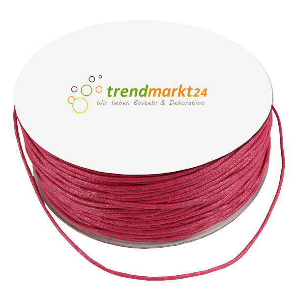 Baumwollkordel 1,5mm fuchsia gewachst 100m lang Kordelband Kordel