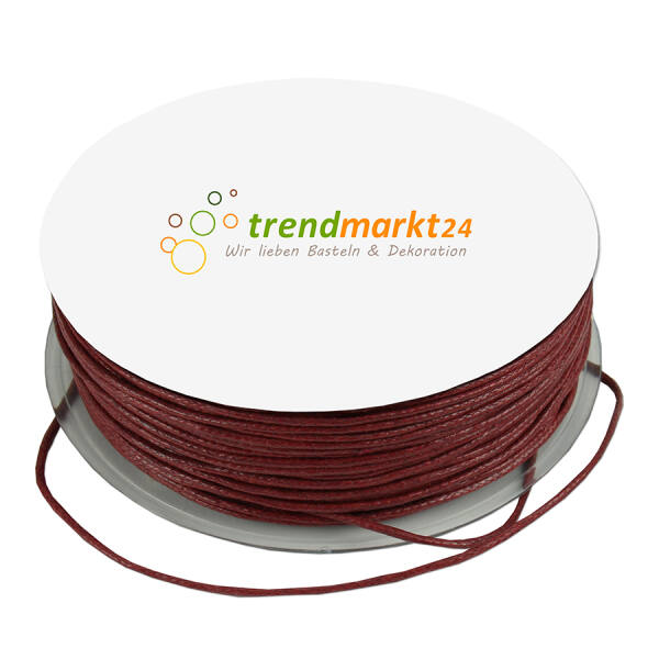Baumwollkordel 1,5mm bordeaux gewachst 100m lang Kordelband Kordel