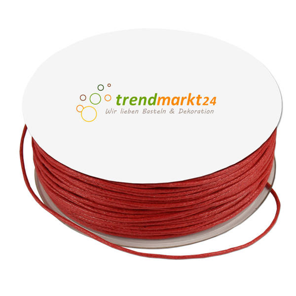 Baumwollkordel 1,5mm rot gewachst 100m lang Kordelband Kordel