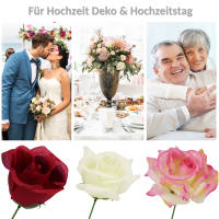 Rose rosa pink creme Ø 9 cm, 26 cm lang 1 Stück Kunstblume Seidenblume
