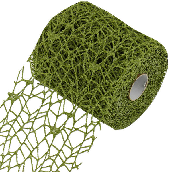 Tischband olivengrün Netzoptik 9,5 cm x 10m Dekoband Tischläufer Netz