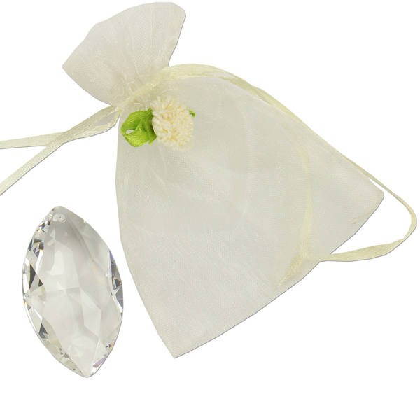 Regenbogenkristall Oval ca. 5 cm mit Chiffonbeutel