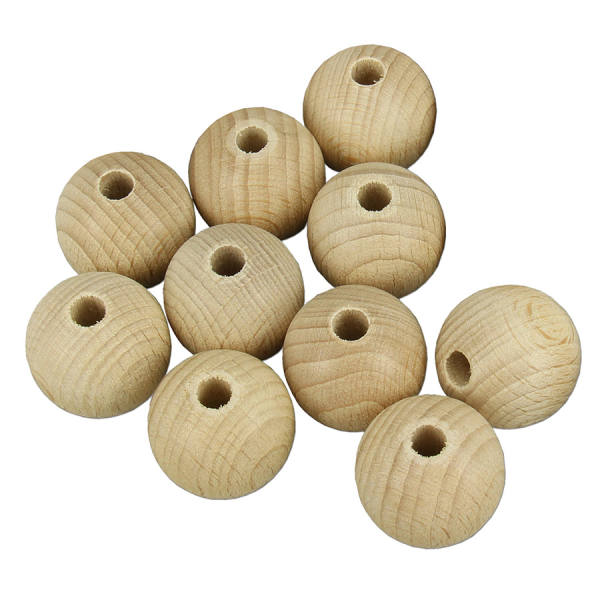 Holzkugeln 20mm gebohrt 10 Stk. Holzperlen 20mm Rohholzperlen, Rohholzkugeln