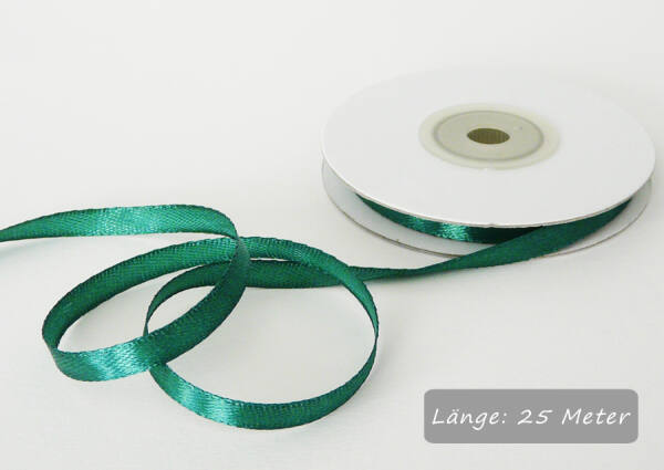 Satinband grün dunkelgrün Rolle 6mm breit, 25m lang