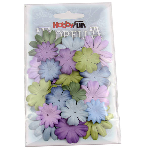 Florella Blüten aus Maulbeerpapier bunte Farben 20 Stück, 2-4 cm