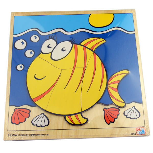 Holzpuzzle Fisch 4-teiliges Holzpuzzle ab 2 Jahren