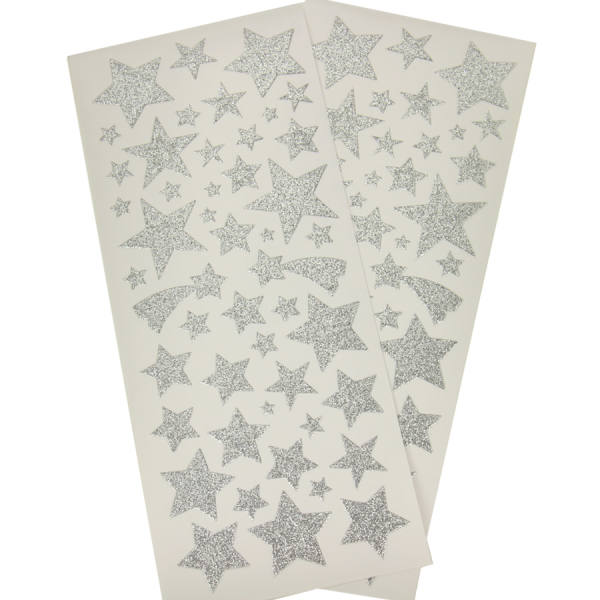 Sticker Sterne silber glänzend 2 Blatt