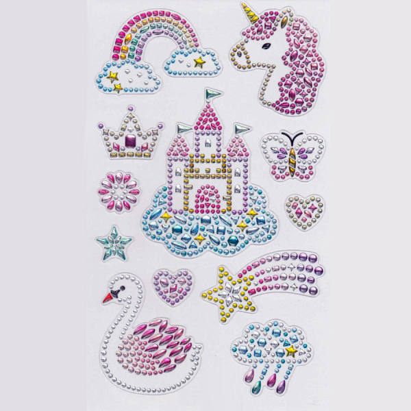 Sticker Einhorn mit Diamanten Prinzessin 1 Blatt ca. 15x10cm