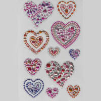 Sticker Herzen mit Diamanten 1 Blatt ca. 15x10cm
