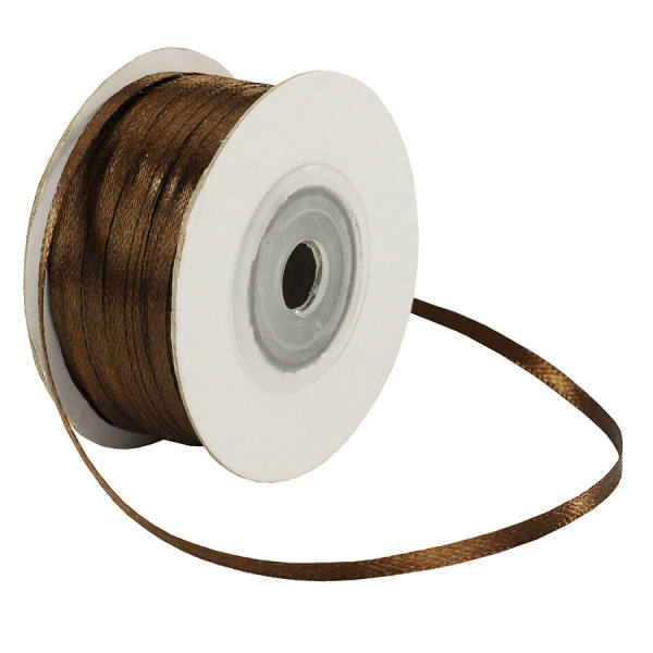 Doppelsatinband braun 1 Rolle 50m x 3mm Satin Band Dekoband