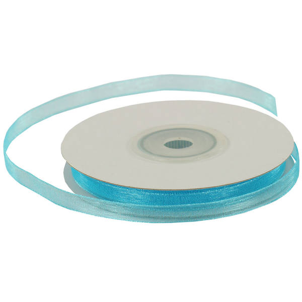 Chiffonband türkis 1 Rolle 6mm x 25m Organzaband