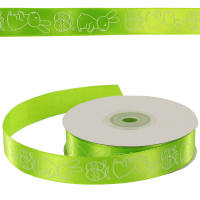 Satinband Ostern in grün Ostermotiv Hase und Eier 20mm x 25m Dekoband Geschenksband