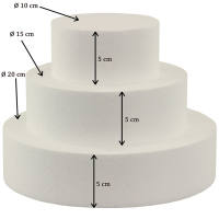 Styropor Torte Kreis dreistöckig Ø 20 x 15 cm Geschenktorte Süßigkeitentorte Tortenrohling