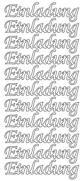 Konturensticker Einladung silber, 1 Blatt