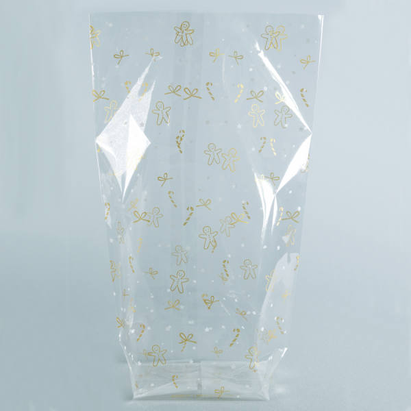 Zellglasbeutel Weihnachtsdruck 11,5 x 19 cm, 100 Stück Bio Beutel mit Standboden