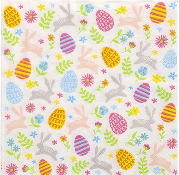 Papierservietten Ostern Ostereier bunt 3-lagig, 33x33 cm, 20 Stück