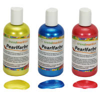 Pearl Farbe | Glanzfarbe Set Rot, Blau, Gelb| Metallic Farbe Acrylfarbe auf wasserbasis