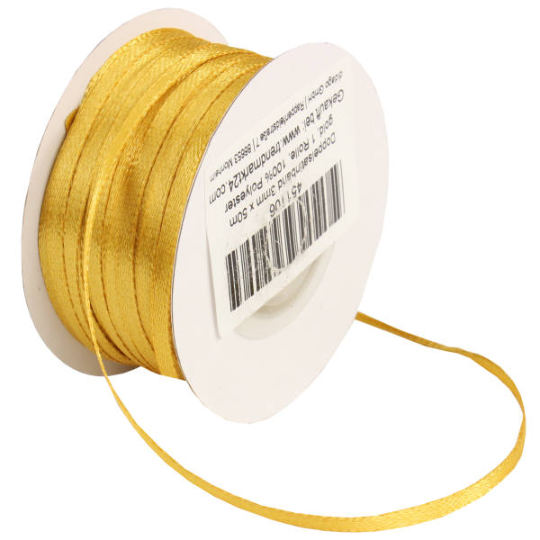 Doppelsatinband gold 1 Rolle 50m x 3mm Satin Band Dekoband