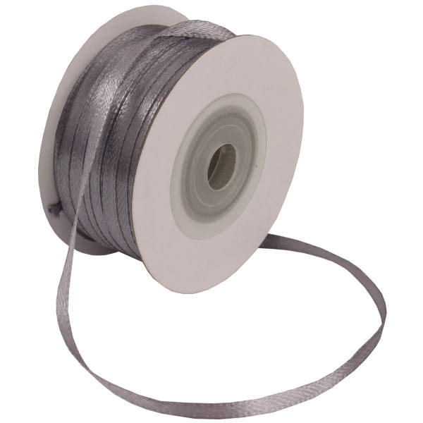 Doppelsatinband grau 1 Rolle 50m x 3mm Satin Band Dekoband