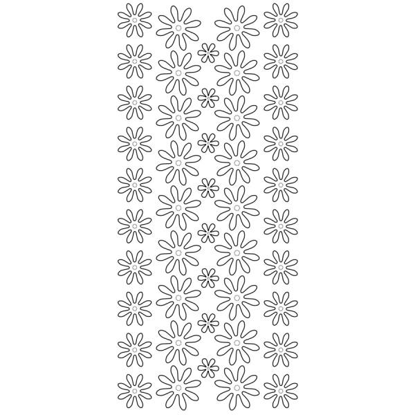 Konturensticker Blumen 1 Bogen silber