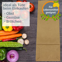 Papiertüten braun, 50 Stück, 12 x 9,5 x 32,5 Geschenkstüten