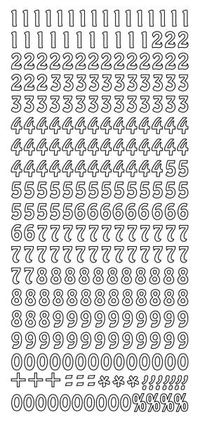 Konturensticker Zahlen silber Ziffern 1 Blatt 10 x 23 cm Stickerbogen Ziffern Zahlen