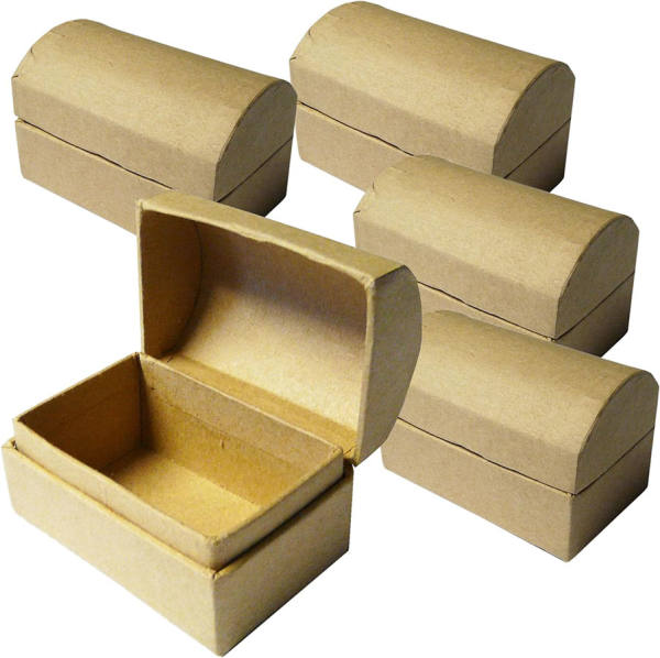 Piratenkisten-Set 5 Stück 6x4x4cm | Schatzkisten Mitgebsel Piratenschatzkiste