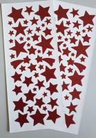 Sticker Sterne rot glänzend 2 Blatt Weihnachtssticker