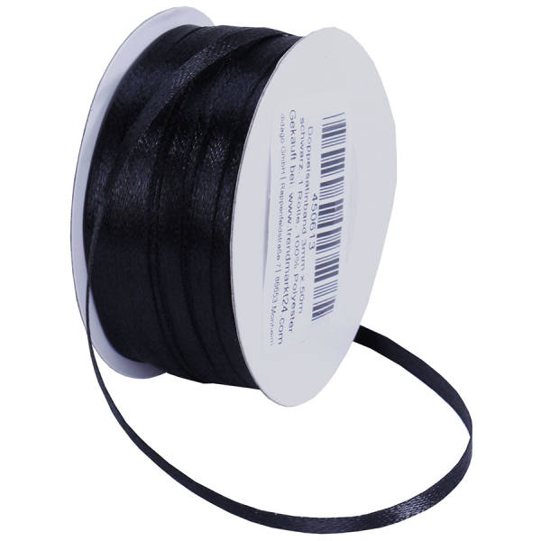 Doppelsatinband schwarz 1 Rolle 50m x 3mm Satin Band Dekoband