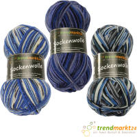 Wolle Set Mix blau 4fädig Sockenwolle je 100g ( 300g insgesamt )