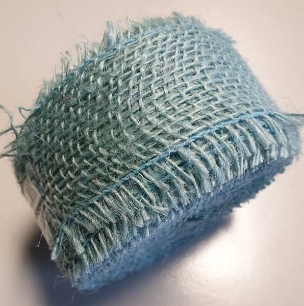 Juteband hellblau Gitterband Rupfenband Rolle 10 m lang, 5 cm breit