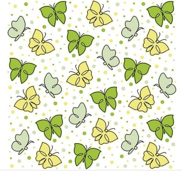 Papierservietten Schmetterlinge grün, 3-lagig, 33x33 cm, 30 Stück