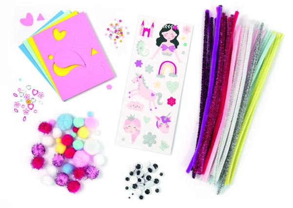 Chenilledraht Bastelset Einhorn 227 Teile / UNICORN Pfeifenputzer Pompon