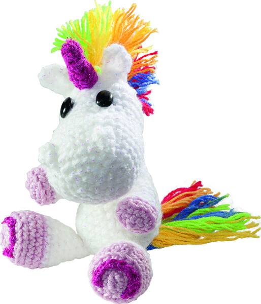 Mini Häkel-Set Einhorn 12-14cm Strickset Handarbeitsset Bastelset Häkelset