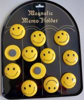 Smiley Magnete 12 Stück mit Metallfafel Memohalter