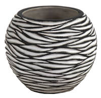 Zebra Blumentopf Set schwarz weiß Kugel 1x Ø 18 x 15 cm | 1 x Ø 15 x 12,5 cm Blumenvasen rund