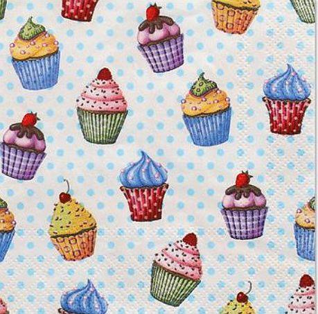 Papier Servietten Pupcakes gepunktet Mini 25x25cm