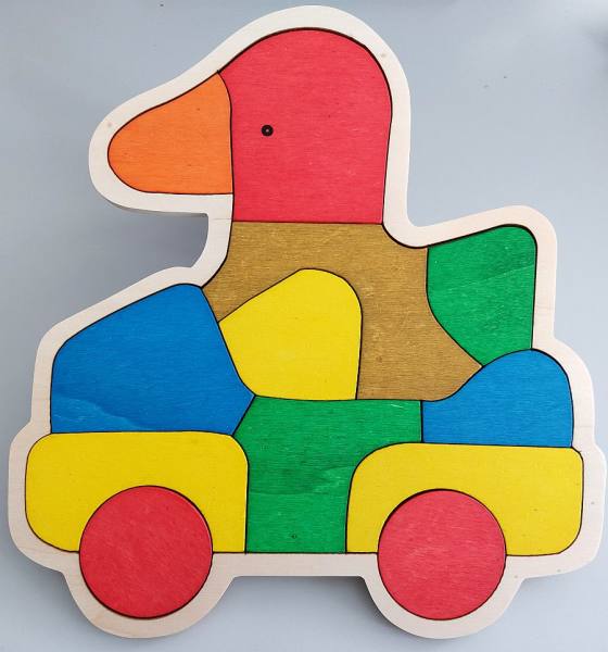 Puzzle Ente Holzpuzzle mit großen Teilen 12 tlg. und Tablett