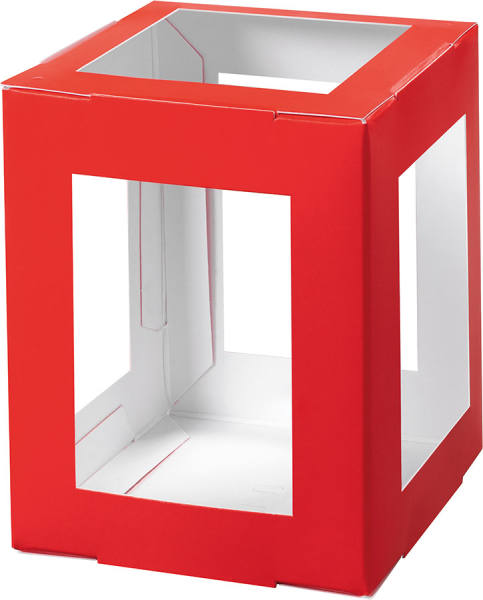 Laternenrohlinge rot eckig zum Stecken aus Karton 400g/m²