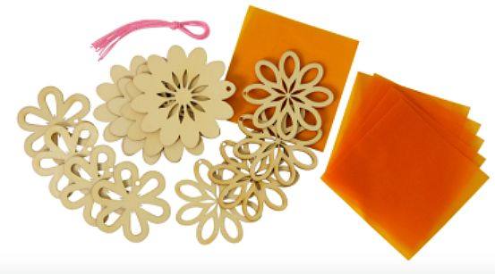 Holzblumen 18 Teile mit Transparentpapier Holzanhänger Blumen