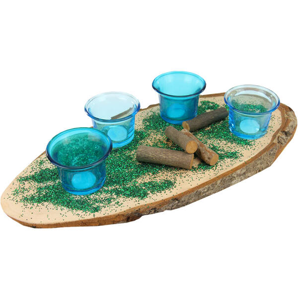 Adventskranz Bastelset ca. 32-40 cm lang mit Teelichthalter blau