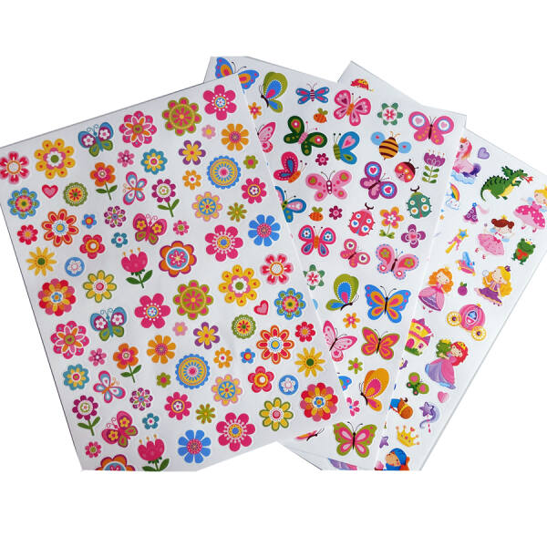 Sticker Schmetterlinge Blumen Märchen 3 Blatt je 18x25cm