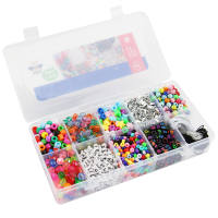 Kunststoffperlen in Box Bastelset mit 1900 Perlen & Schnüren