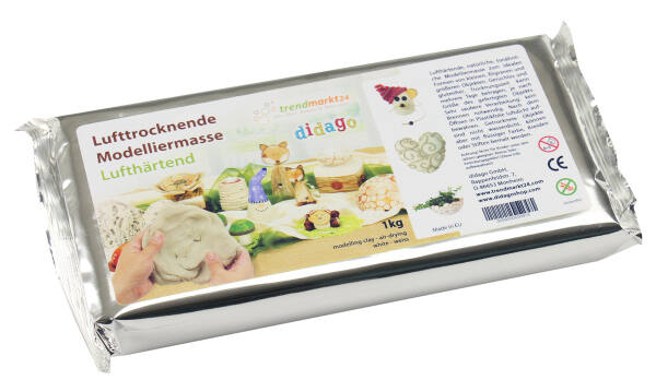 Lufttrocknende Modelliermasse hellgrau (weiß), 1 kg Restposten