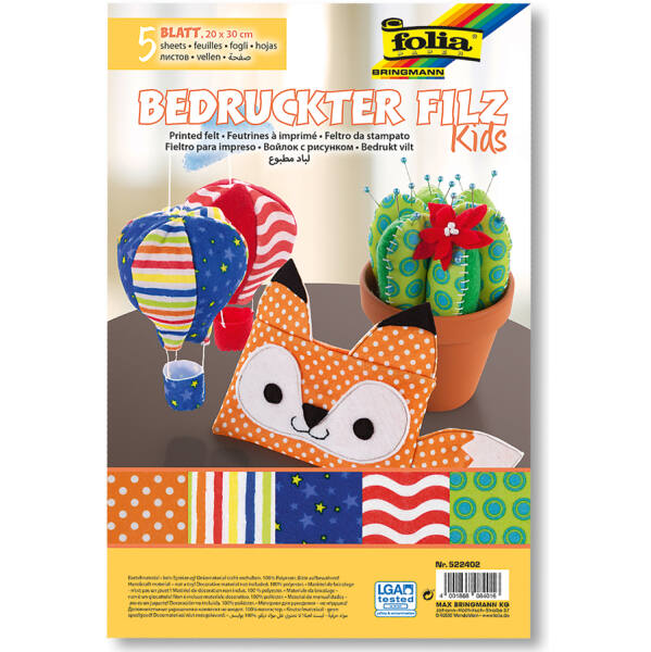 Bedruckter Filz Kids, 5 Blatt, 20 x 30 cm