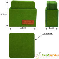 trendmarkt24 Filzuntersetzer olivgrün Glasuntersetzer Set eckig 8 Stück 10x10x0,5 cm