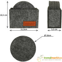 trendmarkt24 Filzuntersetzer dunkelgrau Glasuntersetzer Set rund 8 Stück Ø 10 x 0,5 cm