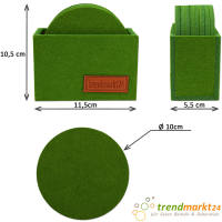 trendmarkt24 Filzuntersetzer olivgrün Glasuntersetzer Set rund 8 Stück Ø 10 x 0,5 cm